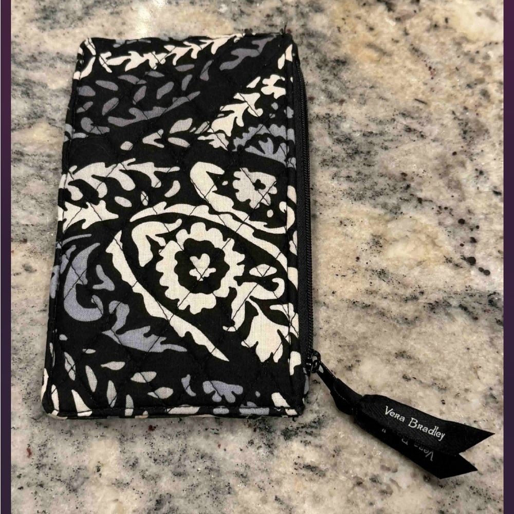 Vera Bradley Black and White Floral Wallet 8x4in